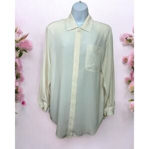 Vintage 90's Christie & Jill Ivory Blouse Sz M Light Academia Old Money Top